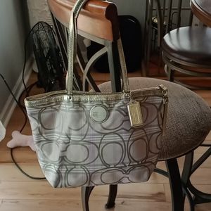 Coach liliac and gold purse